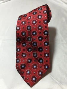 Hugo Boss Red Silk Tie With Medallions Italy - Picture 1 of 6