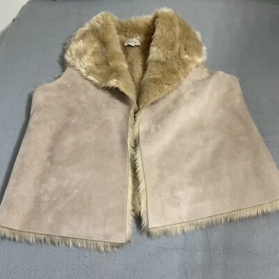 Chaleco forrado Loft Ann Taylor imitación gamuza piel sintética color tostado crema talla XL Foto 1 de 4