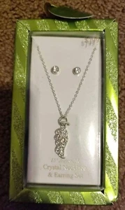 18" Adjustable Crystal Necklace and Earring Set - Picture 1 of 4
