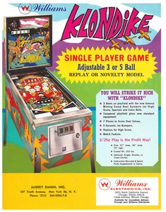 Klondike Williams flipper volantino / pubblicità / brochure - difficile da trovare - come nuovo - Foto 1 di 1