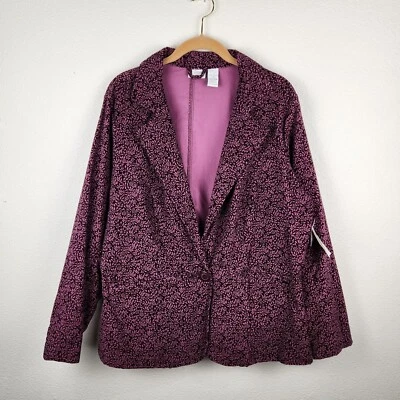 Chaqueta ENVISION AVENUE Mujer Terciopelo Floral Cuello Abotonado Talla 1X 14W/16W Foto 1 de 4