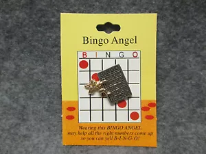 NEU Good Luck Bingo Engel Pin Gold & Silber Töne 1" hoch - Bild 1 von 3