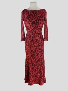 Abito manica a 3/4 in pizzo rosso Diane Von Furstenberg taglia UK6/US2 - Foto 1 di 6