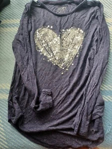 Next Girls Dark Navy/Purple Sequin Party Top Age 9 Years Sparkly Heart Logo - Picture 1 of 4