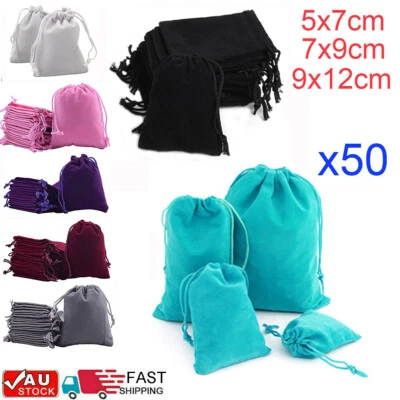 x50 Small Velvet Cloth Drawstring Bags Xmas Gift Pouch Tote Jewelry Ring Earring - image 1 of 4
