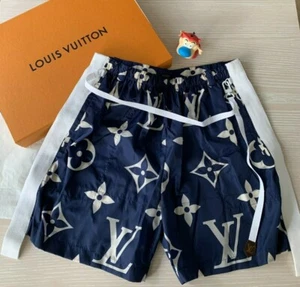 Nuovi pantaloncini Louis Vuitton Bermuda Big LV Monogramma Blu 42 L XL Virgil Yeezy 450 - Foto 1 di 4