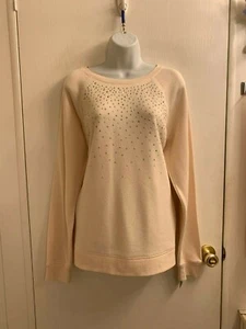 NWT APT 9 LOVELY PEACH SEQUIN EMBELLISHED LONG SLEEVE TOP/SWEATER XL RE:$48.00 - Picture 1 of 5