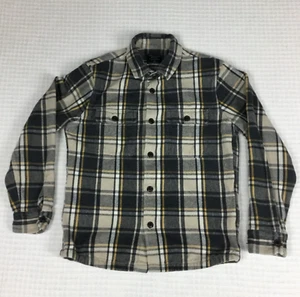 Abercrombie & Fitch Flannel Shirt Long Sleeve Men's M 42" Grey Plaid Vtg 90s Y2k - Picture 1 of 13
