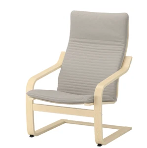 POÄNG Armchair, birch veneer/Knisa light beige free shipping - Picture 1 of 5