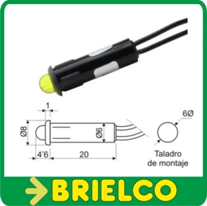 PILOTO DE LED 5MM 230V AMARILLO CON CABLE 15CM INTENSIDAD LUMINOSA 150MCD BD4088 - Imagen 1 de 1