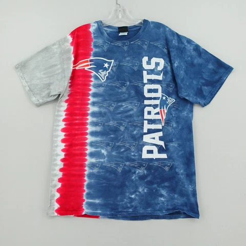 New England Patriots T Shirt Adult Large Red White Blue Tie Dye Short Sleeve NFL Cover