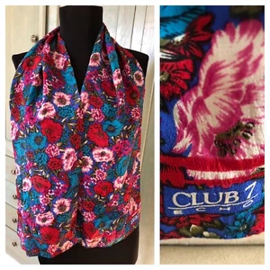 Vintage Echo Scarf Club 7 Floral Pure Silk Light Weight Multi-Color 50.5 x 10" - Picture 1 of 11