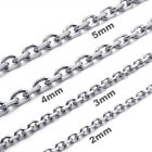  2mm-5mm 10"-100" Silver Stainless Steel Cross Chain Link Necklace Jewelry Gift