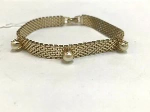 Women's Fashion Bridesmaid/Wedding/Party Gold Tone Faux Pearl Bracelet Jewelry  - Picture 1 of 3