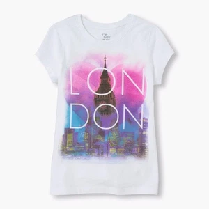 TCP GIRLS' LONDON SKYLINE BIG BEN CLOCK TOWER WHITE TOP T SHIRT TEE XS S 4 5/6 - Picture 1 of 2