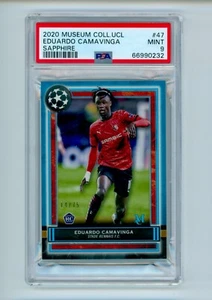 2020-21 Eduardo Camavinga Topps Museum Sapphire Rennais Rookie Card 14/75 PSA 9 - Picture 1 of 3