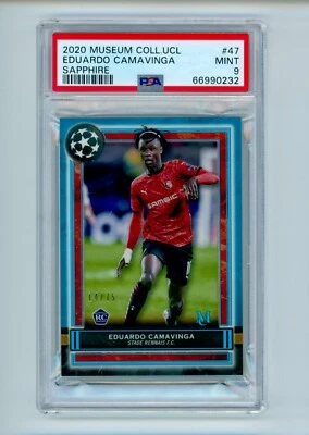 2020-21 Eduardo Camavinga Topps Museum Sapphire Rennais Rookie Card 14/75 PSA 9 - Image 1 of 3