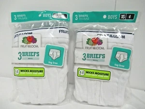 6er-Pack Fruit of the Loom Jungen Baumwolle gerippt weiß Slip Unterwäsche Größe XS Gr. 4 - Bild 1 von 6