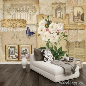 Vlies Fototapete Wandtapete Wandbilder Retro Nostalgische Papierrose 2325 - Bild 1 von 7