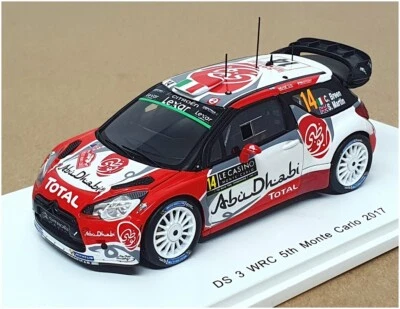 Spark 1/43 Scale S5156 - Citroen DS3 WRC 5th #14 Monte Carlo 2017 - Image 1 of 4
