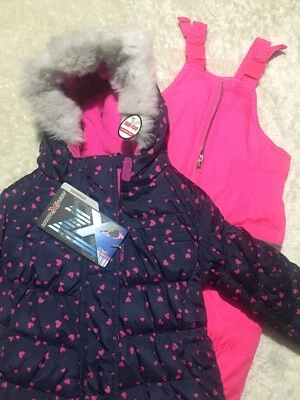 Chaqueta ZeroXposur 12M/Pantalones Carter’s 24M. Traje de nieve infantil 2 piezas azul marino/rosa. 💙💖 Foto 1 de 4