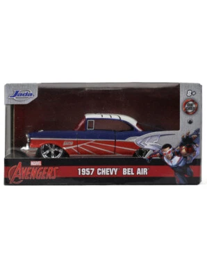 Jada Toys Die-Cast Metal 1957 Chevy Bel Air Falcon Car Marvel 1/32 Scale New - Image 1 of 3