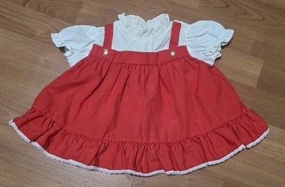 VTG 80s JCPenney Toddletime Red White Ruffle Dress 1.5 Christmas Holiday Toddler - Image 1 of 4