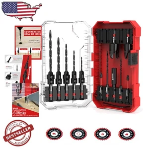 Pro Countersink Drill Bit Set 15pc HSS, 2X Tougher, Precision Depth Control, ... - Picture 1 of 9
