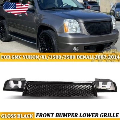 Front Lower Bumper Grille Grill Assembly For GMC Yukon Denali 07-14 Gloss Black Foto 1 de 4