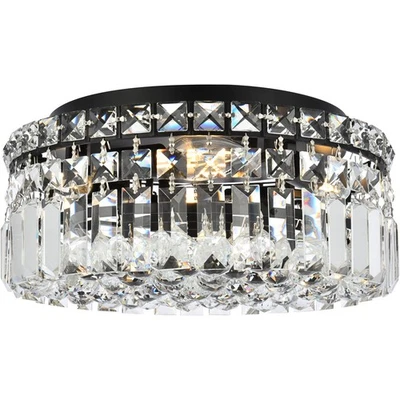 Elegant Lighting V2030F12BK/RC Maxime Flush Mount Black and Clear - Image 1 of 4