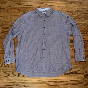Johnston & Murphy Men Button Shirt XXL Blue Plaid Stripe Flip Cuffs Tailored Fit - Picture 1 of 18