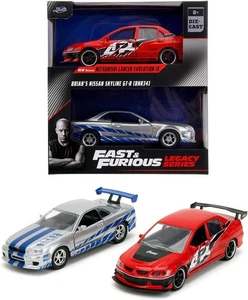 Fast Furious Box 2 Modelli Auto MITSUBISHI LANCER e NISSAN SKYLINE 1/32 Jada - Foto 1 di 5