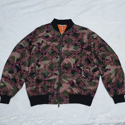 Valentino Army Camo Bomber Jacket with Pink Logo Letters | 46 & 54 | MSRP $2450 - Image 1 of 4