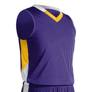 Rebel Basketball Solid Print Jersey, Youth Small, Purple, Gold, and White - Picture 1 of 3