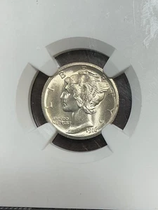 NGC MS65 1916 S MERCURY DIME NEAR BLAST WHITE GREAT LUSTER - Picture 1 of 3