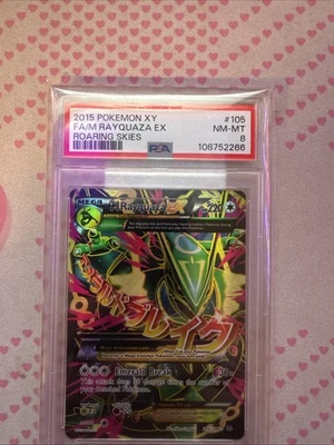Pokémon M Rayquaza EX Holo Ultra Rare TCG Card Roaring Skies 105/108 PSA 8 - Image 1 of 3