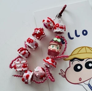 Lilios - Hand Painted Chunky Cartoon Cream Phone Bag Strap Popmart Mini Figure - Picture 1 of 5