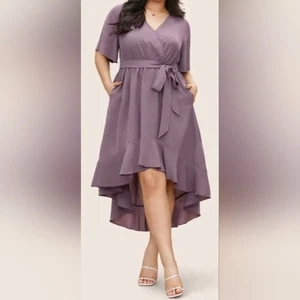 NEU MIT ETIKETT BLOOM CHIC lila Boho Rüschen feminine Surplice plus Wickelkleid 1X (#1.552) - Bild 1 von 10