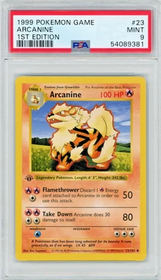 2023 Pokemon Base Set Arcanine 23/102 1st Edition Shadowless PSA 9 - Image 1 of 2