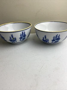 CERAMIC BOWLS Soup Cereal Salad Floral White/Blue/Yellow 6.75” Wide Set Of 2 - Picture 1 of 8