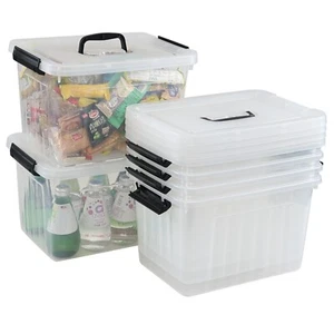 Cand 12 Quart Plastic Storage Latching Box with Handle, Clear Storage Bin,6 Pack - Picture 1 of 8