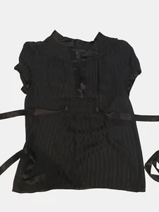 MARC BY MARC JACOBS Whimsigoth/Y2K- Vampy, silk mock-neck blouse, & ribbon tie. - Picture 1 of 7