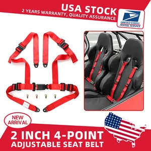 1SET 2" 4-Point Harness Sport Quick Release Safety Seat Belt for Universal RED - Picture 1 of 16