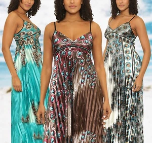 Maxi Vestido para Mujer Fluido Sin Mangas Cinchado Manzanilla Cachemira - Talla Única se adapta - Imagen 1 de 24