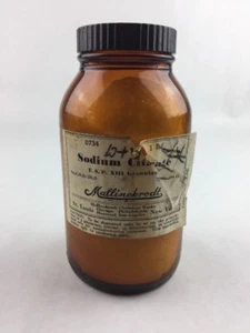 Vintage Pharmacy Sodium Citrate Collectible Medicine Bottle Only Mallinckrodt 6" - Picture 1 of 1