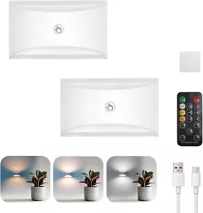 2Pcs Battery Operated Wall Sconces, Wireless Rechargeable LED Wall Light with Up - Picture 1 of 3