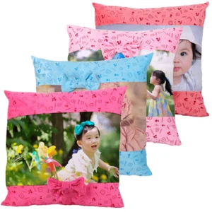 Linda funda de almohada con lazo de 16" funda de cojín suave felpa sublimación funda de almohada en blanco - Imagen 1 de 17