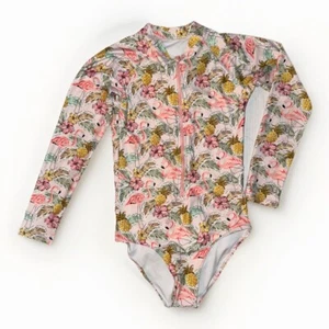 Tame The Sun Swimsuit Girls Sz 14 Long Sleeve Rash Guard Frills Zipper UPF+50 - Picture 1 of 4
