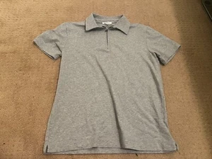 Barneys New York Zip Polo Shirt Gray Short Sleeve Medium Soft Cotton Modern Fit - Picture 1 of 3