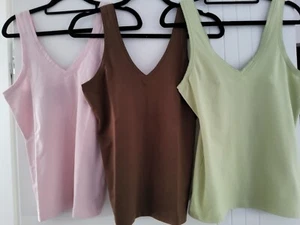 ESPRIT LADIES 3 X SINGLET TOPS SIZE M - Picture 1 of 9